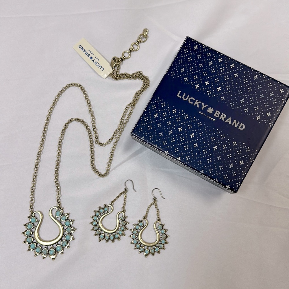 NWT Lucky Brand Semi Precious Accents Necklace & Earrings
